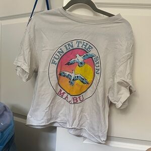 Brandy Melville White Graphic Long Sleeve Tee